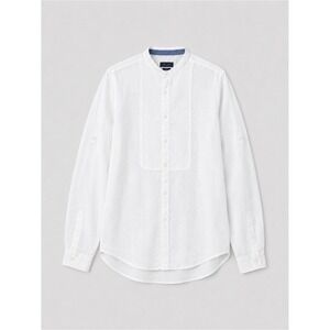 Zara Man 100% Linen Button Down Shirt XL Euro Summer Coastal White Long Sleeve